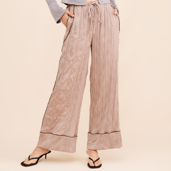 Brown Drawstring Pants - Picture 1 of 7